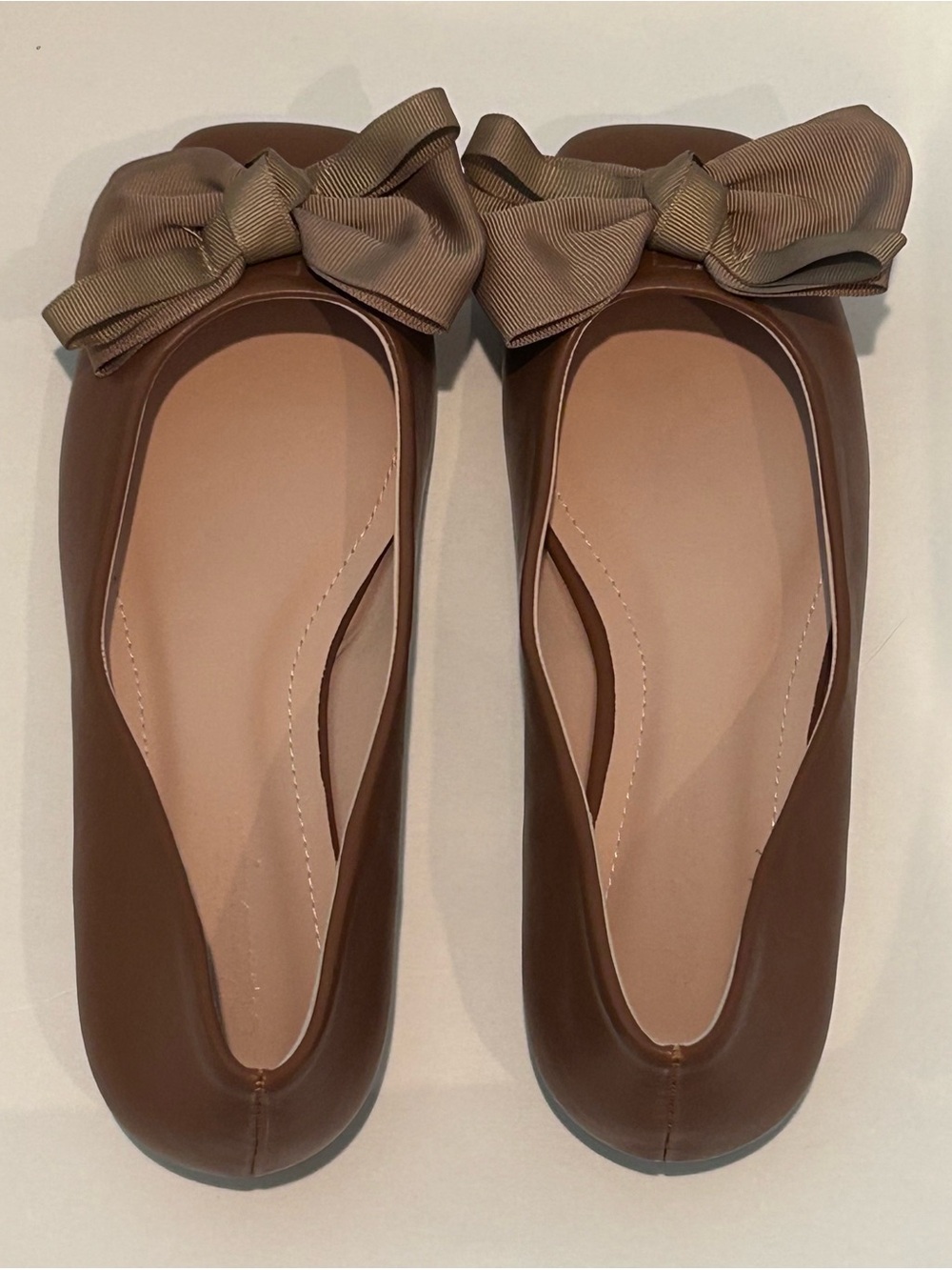 Marcelle Vignon Women's Brown Bow-Trim Ballet Flats